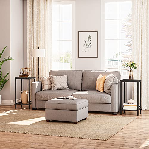 HOOBRO Tall Side Table, Industrial End Telephone Table with Adjustable Mesh Shelves, Small Tall Nightstand for Living Room, Bedroom, Entryway, Office, Black BB03DH01 - color: Black