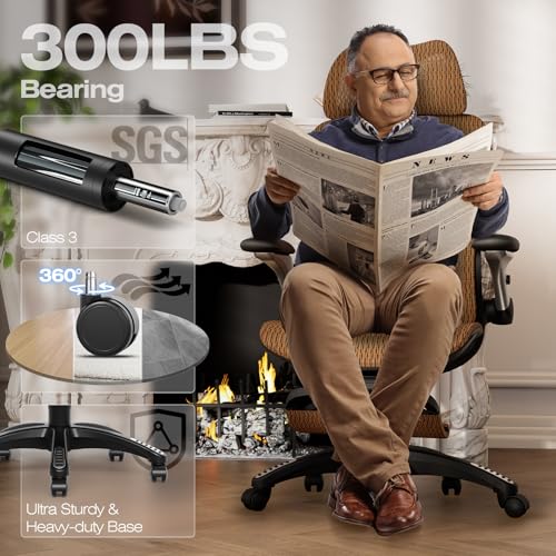 X100 Ergonomic Mesh Office Chair with Footrest, Big and Tall Home Desk Chair with 5D Flip-Up Arms, Adjustable 3D Lumbar Support, Gaming & Executive Computer Chair (Tangerine Burst) - color: Tangerine Burst