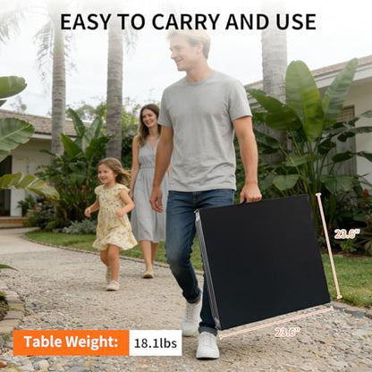 Folding Camping Table, Black Aluminum Frame,3-Position Adjustable Height,Lightweight Carry Handle, Portable for Travel, Camping Outdoor Use, 6FT x 2FT(X-Large), Black - size: 6 ft x 2 ft × 2.3 ft H