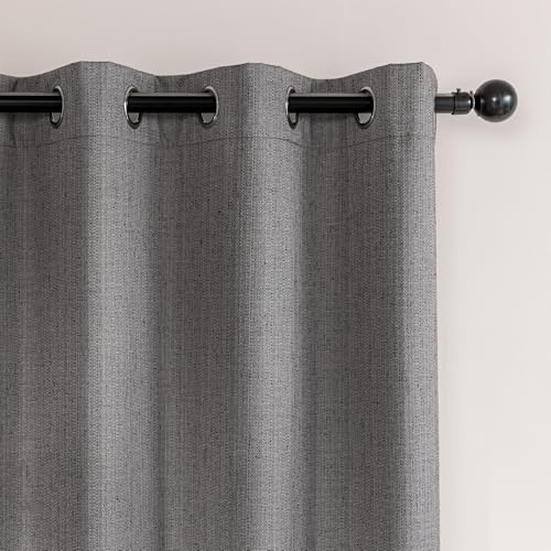 Amazon Basics Faux Linen Blackout Curtains for Bedroom and Living Room, 2-Piece Set with Grommets, 42" W x 72" L, Grey - color: Grey, size: 42"W x 72"L (Pack of 2)