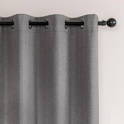 Amazon Basics Faux Linen Blackout Curtains for Bedroom and Living Room, 2-Piece Set with Grommets, 42" W x 72" L, Grey - color: Grey, size: 42"W x 72"L (Pack of 2)