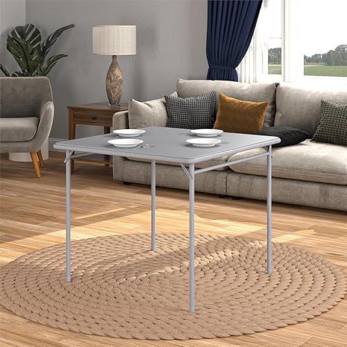 COSCO 34" Square Vinyl Tabletop Folding Table, Gray - color: Grey