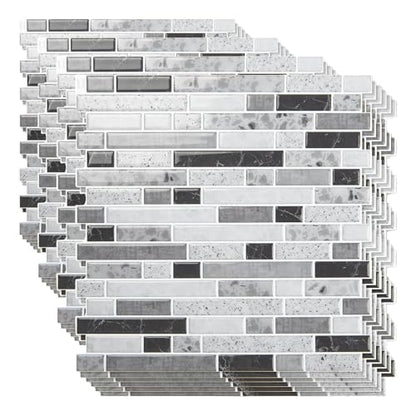 Art3d 10-Sheet Heavy-Duty Peel and Stick Backsplash, Waterproof Wall Tiles Stick on Kitchen Backsplash Living Space, Carrara Grey (Pack of 4) - color: Carrara Grey, size: 12 x 12 Inch (Pack of 4)
