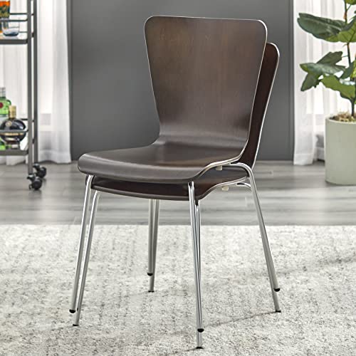 Pisa Modern Bentwood Stackable Dining Chairs Set of 2, Scratch-Resistant, Retro Hourglass Design, Chrome Metal Legs, Unique Kitchen and Dining Room Furniture, Espresso - color: Espresso