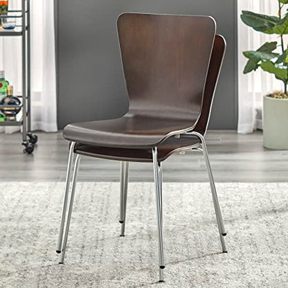 Pisa Modern Bentwood Stackable Dining Chairs Set of 2, Scratch-Resistant, Retro Hourglass Design, Chrome Metal Legs, Unique Kitchen and Dining Room Furniture, Espresso - color: Espresso