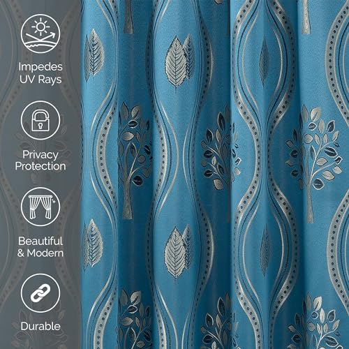 Elegant Comfort Luxurious Beautiful Curtain Panel Set with Attached Valance and Backing 54" X 84 inch (Set of 2), Navy Blue - color: Navy Blue, size: 84"L x 54"W