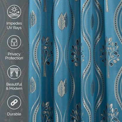Elegant Comfort Luxurious Beautiful Curtain Panel Set with Attached Valance and Backing 54" X 84 inch (Set of 2), Navy Blue - color: Navy Blue, size: 84"L x 54"W