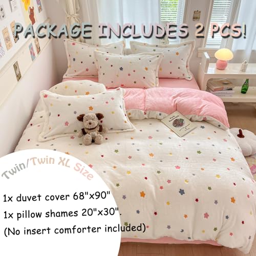 MorroMorn Twin Bedding Sets, Little Twinkle Stars Duvet Cover Set, Fluffy Comforter Covers Blanket Ultra Soft Kawaii Cute Unicorn for Girls Kids Toddler Teen Women Twin/Twin XL Size - color: Little Twinkle Stars, size: Twin/Twin XL