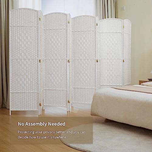 8 Panel Room Divider, 6 FT Wide Folding Screen Room Divider, Off White | Double Hinged Folding Screen Room Dividers for Patio Privacy - color: Off White, size: 8 Panels