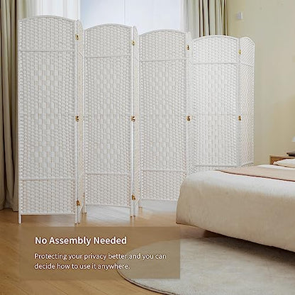 8 Panel Room Divider, 6 FT Wide Folding Screen Room Divider, Off White | Double Hinged Folding Screen Room Dividers for Patio Privacy - color: Off White, size: 8 Panels