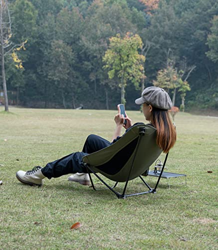 Low Ultralight Compact Folding Chair (Black) | with Side Pocket and Carry Bag, for Camping Backpacking Hiking - color: Black