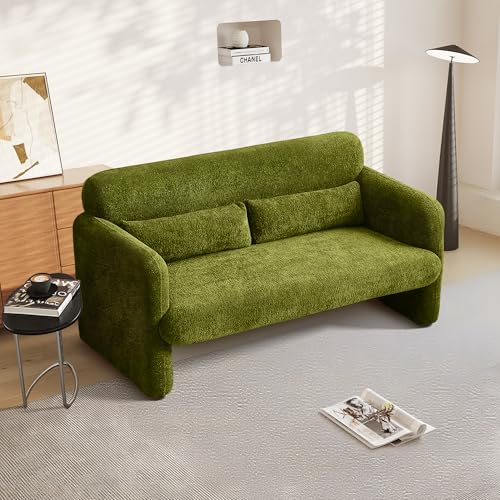 Loveseat Sofa, 59" W 2-Seater Couch, Solid and Easy to Install, Modern Upholstered Couch for Bedroom, Apartment, Living Room，Green - color: Green, size: 30.31"D x 59.06"W x 31.5"H