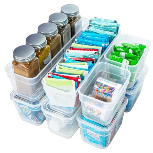 AB Designs 8-Pack Storage Bins with Lids, 4 Long and 4 Small, Clear - size: 4 Long & 4 Small