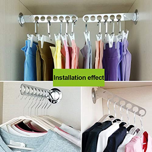 Wall Mounted Rack Laundry Room Clothes Hanger Wall Mounted Clothes Rack with Swing Arm Stainless Steel Clothes Hooks Laundry Hanger Dryer Rack Folding Hanger Retractable Clothes Rack - size: 8 Hole
