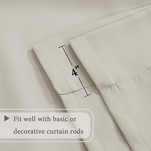 H.VERSAILTEX Blackout Room Darkening Curtain Balloon Curtains & Tie-up Curtains Bathroom Window Shades Short Rod Pocket Curtain Panel - 42" Wide by 63" Long - Solid in Ivory/Cream - color: Ivory/Cream
