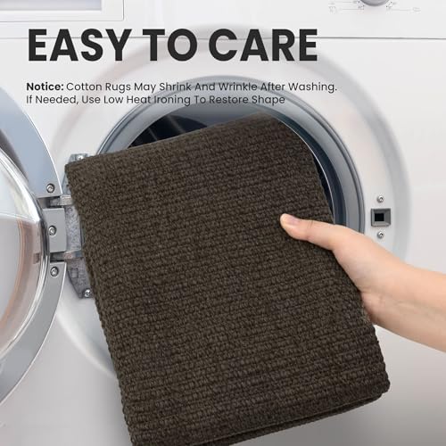 Washable Runner Rug, Non Slip Entryway Rug, 2x6 Ft, Taupe/Coffee | Washable Braided Runner Carpet, Non Slip Rubber Dot Backed, For Hallway, Kitchen, Entryway, Bedroom, Laundry Room, Foyer - color: Taupe/Coffee, size: 2' x 6' (Rectangular)