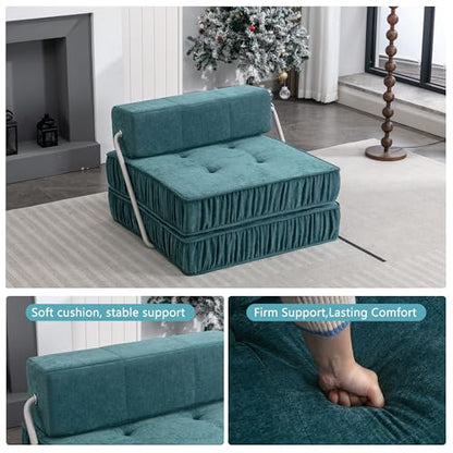 GDFStudio Folding Sofa Bed Convertible Floor Couch Futon Sleeper Chair with Removable Back Cushion Modular Lounge Mattress for Living Room Guest Room Home Office Apartment Small Spaces, Green - color: Green