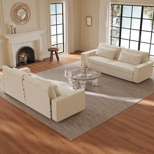 Guyii 104.72" Oversized Sofa Set of 2, Extra-Wide & Deep Loveseat Sofa, 3 Seater Sofa with 2 Pillows, Modern Polyester Sofa Couch for Living Room, Bedroom, Home, 330 Lbs Capacity - size: 104.72"