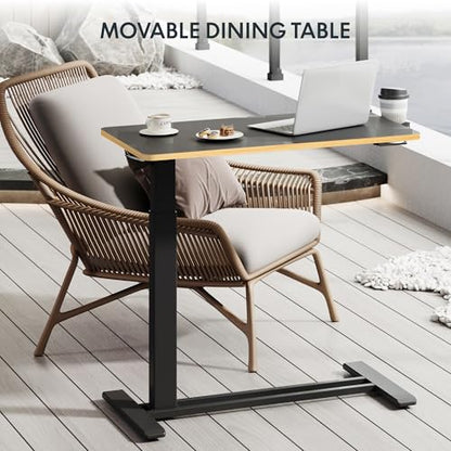 FLEXISPOT H7 32" Pneumatic Height-Adjustable Overbed Table with Wheels | C-shaped bedside table TV Tray,Medical End Side Table,Laptop desk for Hospital Home office use,31.5"W x 17.7"D,Black Maple - color: Black Maple, size: Large