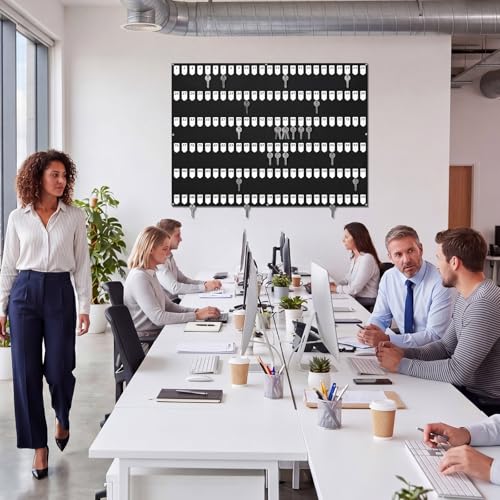 Beeveer Acrylic Key Holder Board with 150 Hooks, Wall Mount Organizer,Black | Ideal for Offices, Schools, Hotels and Dealerships, Durable Acrylic Construction, Numbered Key Slots, Easy Wall Mount Design - color: Black, size: 150 Hooks, style: Hook Only
