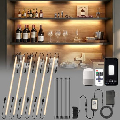 LED Shelf Lights, Under Cabinet Lighting Compatible with Alexa, Dimmable 2700K WIFI Strip Lights for Bookshelf, Display, Book Case Curio, Kitchen with App, Remote, Memory Function (6Pack 20In) - size: 2700K 6Pack 20In