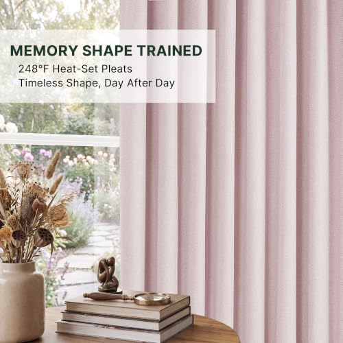 H.VERSAILTEX Pinch Pleated Full Blackout Curtains Diamond Textured Room Darkening Window Curtains 102 inch for Living Room Bedroom Black Out Pinch Pleat Drapes with Hooks 2 Panel, Light Pink - color: Light Pink, size: 40"W x 102"L (Pack of 2)