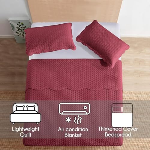 MOONLIGHT20015 California King 8 Pack Quilt Bedding Set Size (118"x106") + 2 Pillow Shams (20" x 36"+ 2") - 3 Pcs All Season Reversible Microfiber Coverlet Embossed Quilt Bedspread (Burgundy) - color: Burgundy, size: California King (8 Pack)