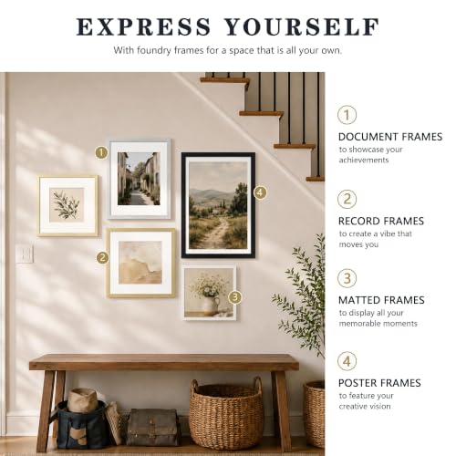HEART ART 8x8 Black Picture Frame 4x4 with Mat Set of 9 | Gallery Wall Frame Set, Collage, Square Picture Frames - color: Black, size: 8x8 for 4x4