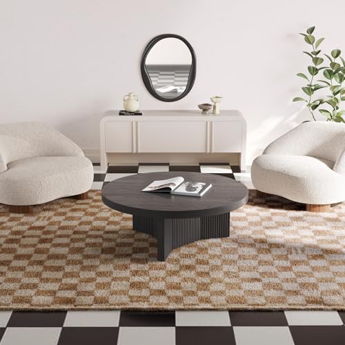 Guyii Grey Round Coffee Table, Modern Tea Table, 31.49" Center Table, Living Room Centerpiece for Home, Apartment & Office, Easy Assembly