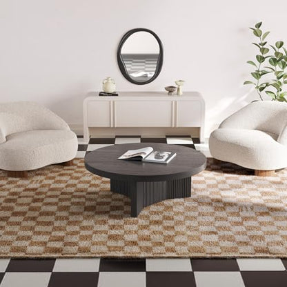 Guyii Grey Round Coffee Table, Modern Tea Table, 31.49" Center Table, Living Room Centerpiece for Home, Apartment & Office, Easy Assembly