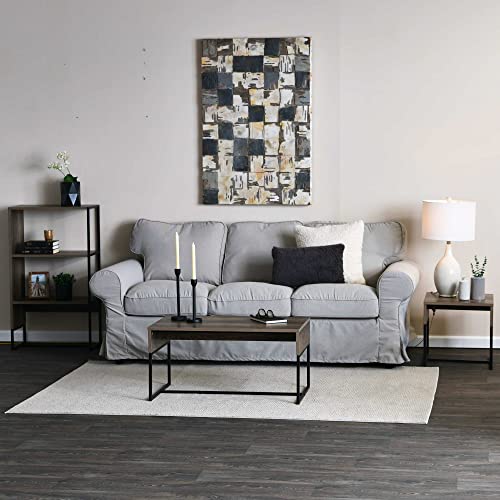 Household Essentials Ashwood Wrap End Table with Black Iron Base - color: Ashwood, style: End Table