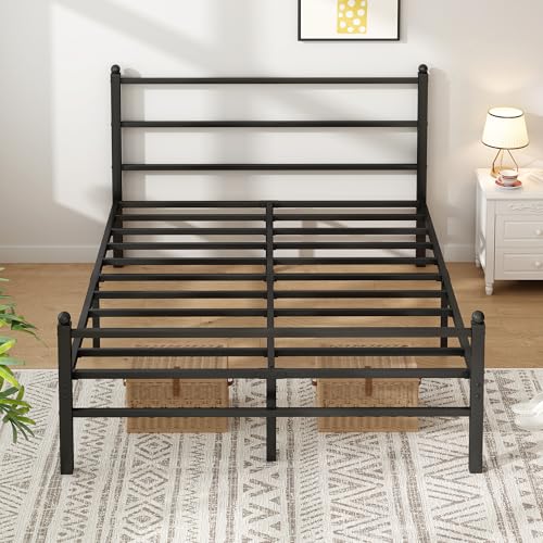 Queen Bed Frame with Headboard and Footboard, 14 Inch Metal Platform Bed Frame Queen Size with Steel Slat Support, No Box Spring Needed, Noise Free, Easy Assembly, - size: Queen