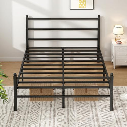 Queen Bed Frame with Headboard and Footboard, 14 Inch Metal Platform Bed Frame Queen Size with Steel Slat Support, No Box Spring Needed, Noise Free, Easy Assembly, - size: Queen