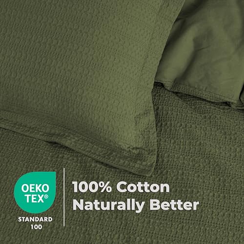 Dreamology Full Duvet Cover, Waffle Duvet Cover Full, 100% Cotton Waffle | Duvet Covers with Zipper Closure, Soft Textured & Breathable Duvet Cover Set,Bedding Duvet Cover Set 3 Pieces (Green) - color: Green, size: Full