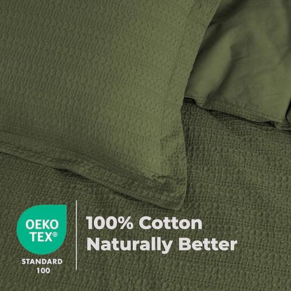 Dreamology Queen Duvet Cover Set, Waffle Weave Duvet Cover, 100% Cotton | Waffle Duvet Covers with Zipper Closure, Soft Textured & Breathable Bedding Set,Duvet Cover Queen 3 Pieces (Green) - color: Green, size: Queen