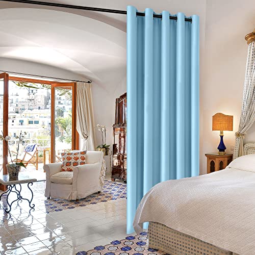 DWCN Patio Sliding Door Curtains - Extra Wide Curtains for Glass Door, Room Divider Blackout Thermal Curtain Grommet Panel with Grommet Top for Bedroom Partition, 6.7ft Wide x 7ft Tall, Light Blue - color: Light Blue, size: 80"W x 84"L (Pack of 1)