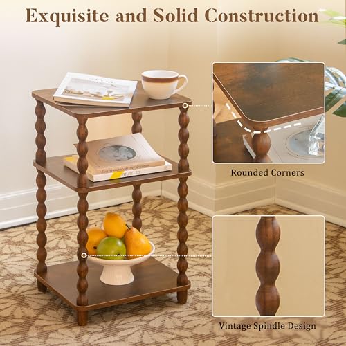 Fultyle Side Table, Small End Table with Storage Shelf, Modern Bedside Table Night Stand for Living Room, Bedroom, Office and Small Spaces (Rustic Brown) - color: Rustic Brown