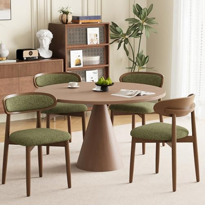 Wooden Dining Chairs Set of 4, Modern Fabric Upholstered Dining Room Chair, Kitchen Side Chairs, Farmhouse Dinner Chair with Curved Back for Kitchen, Green - color: Green, size: Set of 4