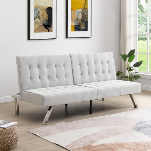 anwickjeff Futon Sofa Bed, Modern Convertible Armless Sleeper Couch Loveseat Sofa Sleeper Daybed for Studio, Apartment, Office, Small Space, Compact Living Room,68.1”x 32.9”x 32.3” (White) - color: White