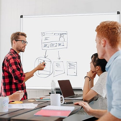 VIZ-PRO Magnetic Dry Erase Board, 48 X 24 Inches, Silver Aluminium Frame - size: 48"W x 24"H
