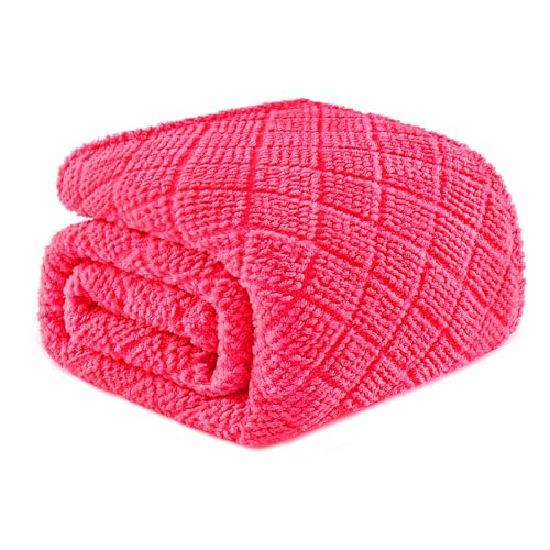 Whale Flotilla Soft Fleece Queen Size Blanket for Bed, Hot Pink | Jacquard Waffle Blankets for Home Decor, Lightweight and Cozy, All Season Suitable, 90x90 Inch - color: Hot Pink, size: Queen(90x90 Inch)