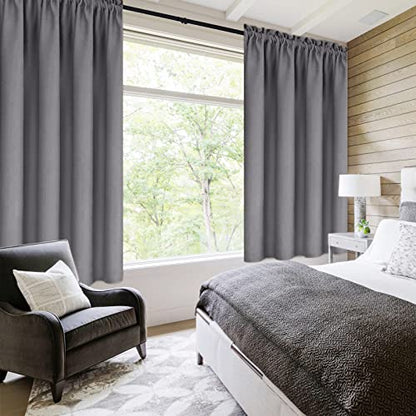 DWCN Blackout Curtains for Bedroom Living Room 38 x 63 Inch Long Grey | 2 Panels Set, Room Darkening, Thermal Insulated, Light Blocking, Rod Pocket Drapes, Noise Reducing Window Treatments - color: Grey, size: 38"W x 63"L (Pack of 2)