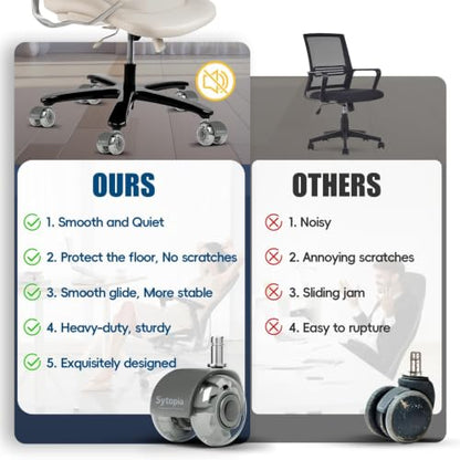 Office Chair Wheels 2" Desk Chair Caster Wheels Smooth Roller Style Quiet for Carpet and Hardwood Floors Universal Fit 11x22 mm Set of 5 Light Grey - color: Light Grey-2 Inch