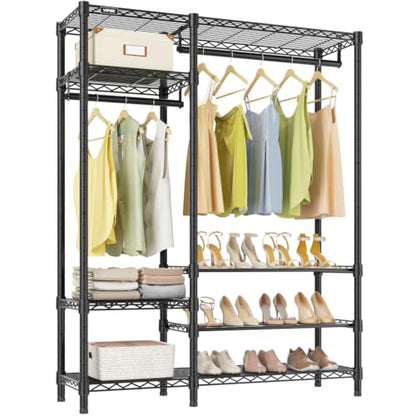 VIPEK V2S Heavy Duty Clothes Rack Portable Closet Organizer, Black | Closet System with 6 Tiers Adjustable Wire Shelves Shoe Shelves Metal Freestanding Clothing Rack for Walk-in Closet 750LBS - color: Black, style: V2S