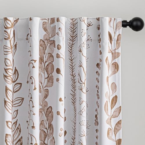 Blackout Curtains 72 Inches Long Leaves Patterned Farmhouse Thermal Insulated Privacy Protection Drapes with Rod Pocket Back Tab for Bedroom Living Room, 2 Panels, 50" Wide, Khaki - color: Blackout- Leaves Khaki, size: 50"W x 72"L (Pack of 2)