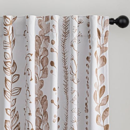 Blackout Curtains 72 Inches Long Leaves Patterned Farmhouse Thermal Insulated Privacy Protection Drapes with Rod Pocket Back Tab for Bedroom Living Room, 2 Panels, 50" Wide, Khaki - color: Blackout- Leaves Khaki, size: 50"W x 72"L (Pack of 2)