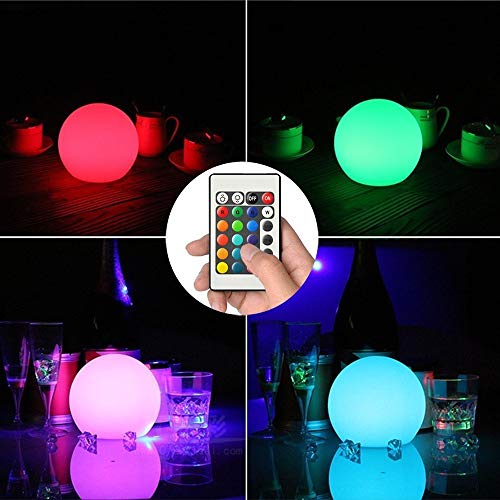 Borelor LED Ball Light, 6-Inch Rechargeable & Remote Control Globe Lights 16 RGB Colors Changing Indoor/Outdoor Night Light for Home/Party/Lawn/Desk Decoration - size: 6 inches