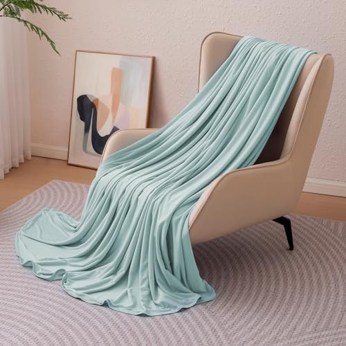 Amazon Basics Cooling Blanket for Hot Sleepers, Reversible Lightweight Thin Throw Blanket for Bed, Couch and Sofa, Throw (50" x 70"), Cyan - color: Cyan, size: Throw