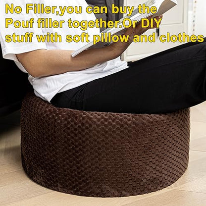 Asuprui Pouf Ottoman Unstuffed Round Poof Seat Foot Stool Ottoman Foot Rest No Filler 20x20x12 Inches Fuzzy Chair Floor Pouf Storage for Living Room Bedroom Coffee