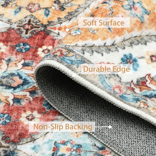 ROYHOME Hallway Runner Rug 2x8 Washable Moroccan Trellis Runner Rug, Cream | Stain Resistant Non-Slip Floor Cover Vintage Distressed Entrance Carpet for Laundry Kitchen Entryway Bedroom - color: Cream/Multi, size: 2' x 8'